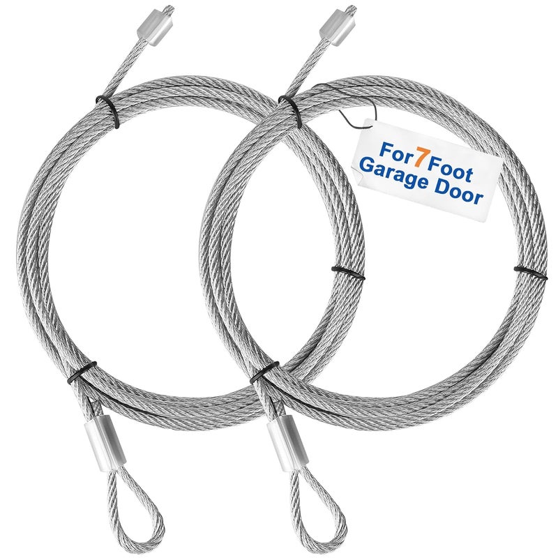 Pulems Garage Door Cables for 7 Ft Door, 8 Ft 6 Inch Long Cable Replacement for Torsion Springs, Garage Door Repair Kit Upgrades of Your Garage Door Springs & Wires Connect Easily to Drums & Bottom Brackets - Image 1